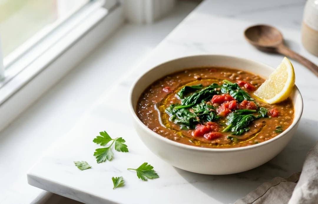 Hearty Lentil & Spinach Soup