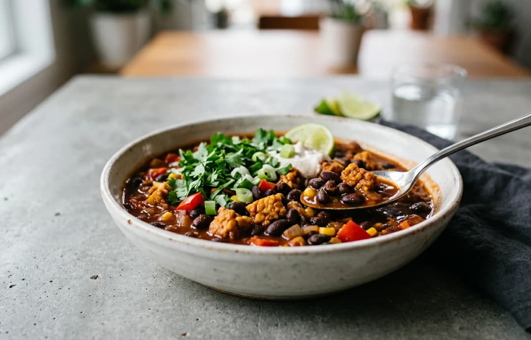 Hearty Tempeh & Black Bean Chili