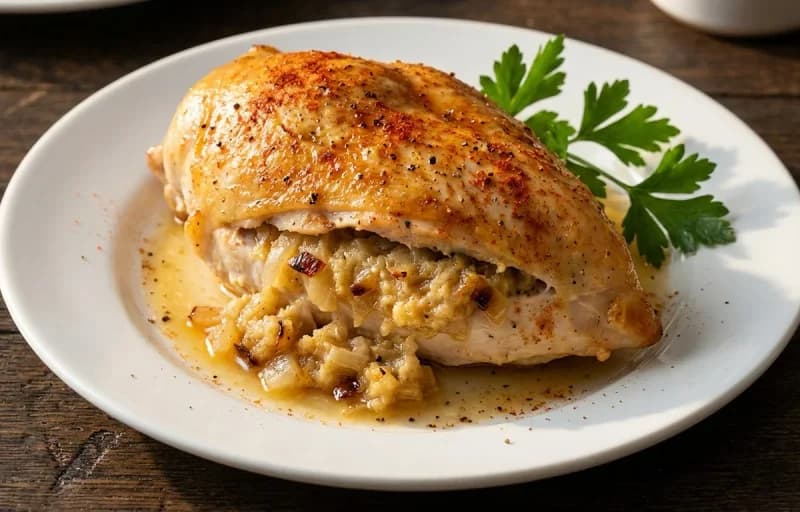 Helzel-Style Stuffed Chicken Breast, Mashed Potatoes and Brown Gravy - Recipe 1