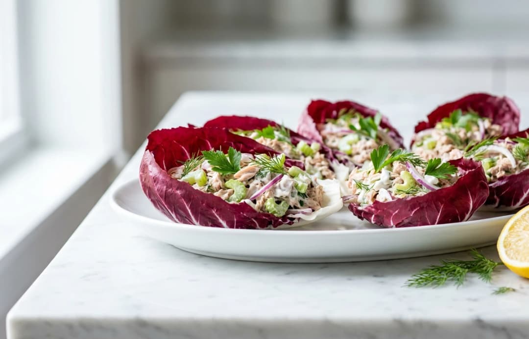 High-Protein Tuna Salad Radicchio Boats