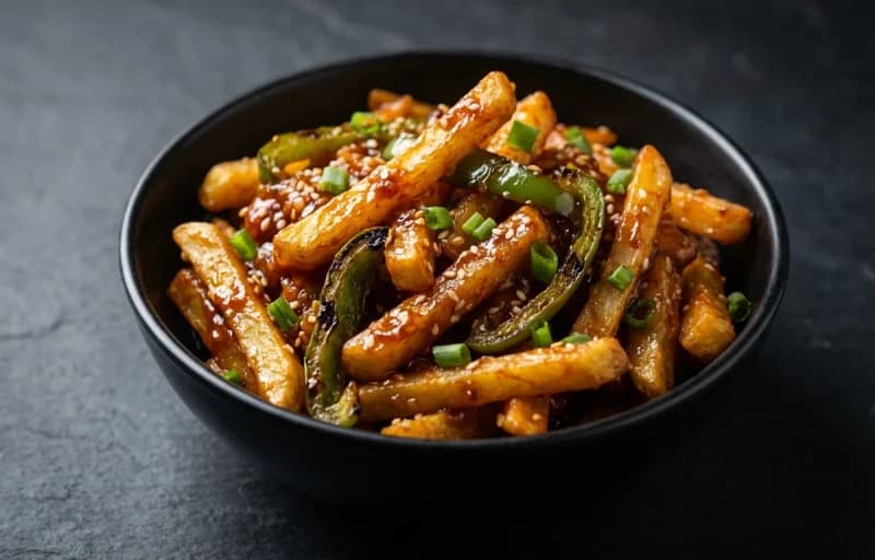Honey Chilli Potatoes with Veg Hakka Noodles - Recipe 1