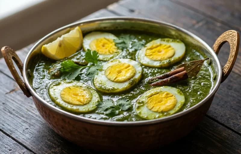 Hyderabadi Green Egg Masala with Butter Naan - Recipe 1