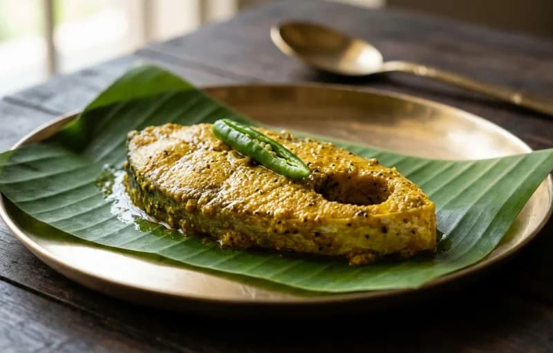 Ilish Macher Paturi with Steamed Basmati Rice - Recipe 1
