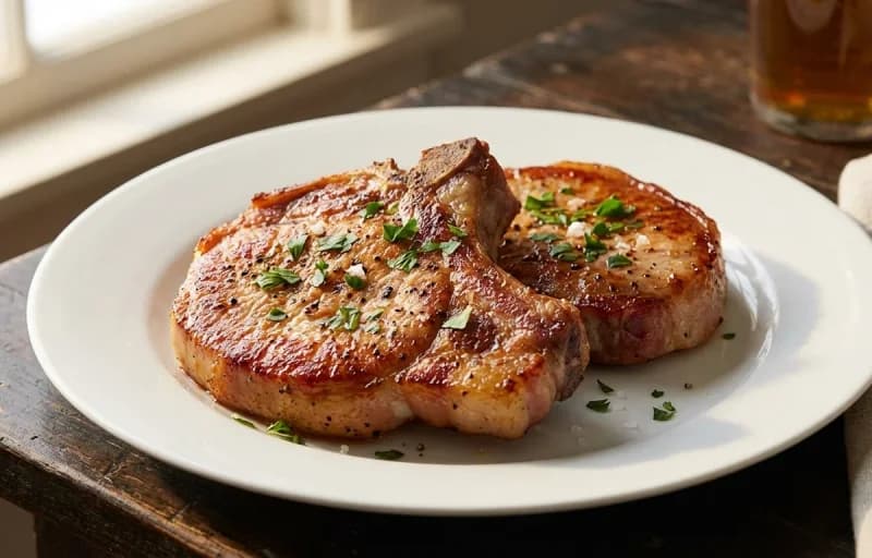 Irish Bacon Chops, Fried Cabbage with Bacon and Mashed Potatoes - Recipe 1