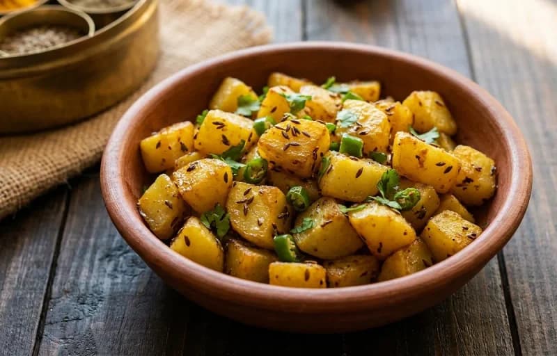 Jeera Aloo, Phulka and Dal Fry - Recipe 1