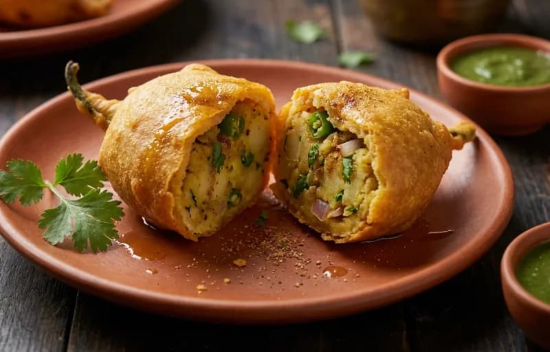 Jodhpuri Mirchi Bada with Mint Chutney - Recipe 1