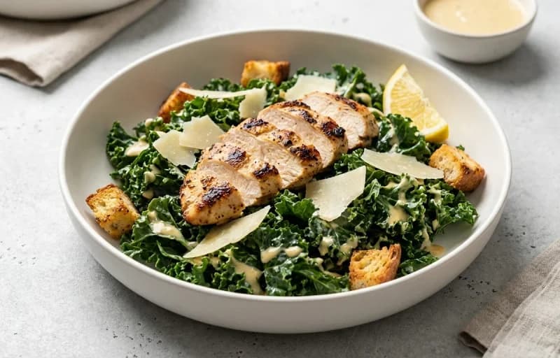 Kale Caesar Salad with Chicken