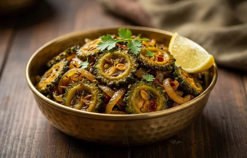 Karele ki Sabzi, Roti and Masala Chaas - Recipe 1