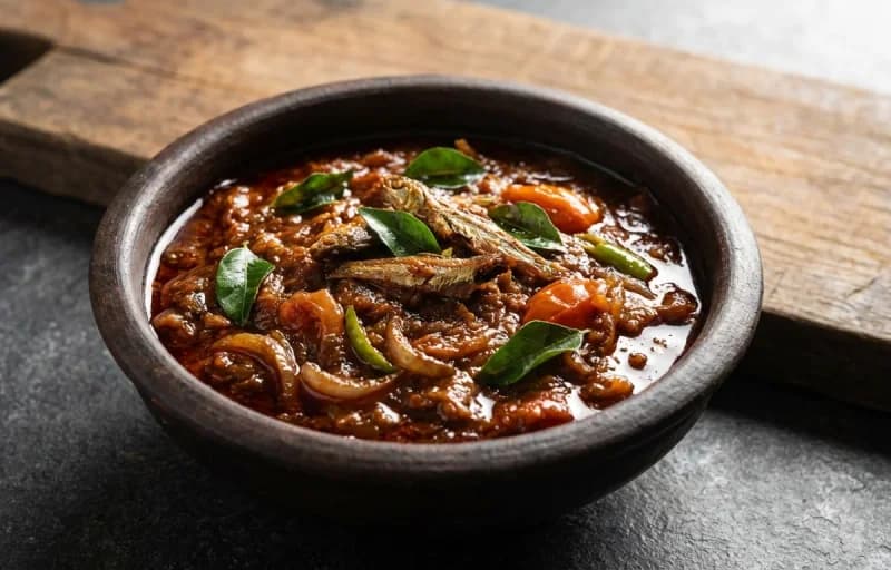 Karuvadu Thokku, Steamed Basmati Rice and Moor Kuzhambu - Recipe 1