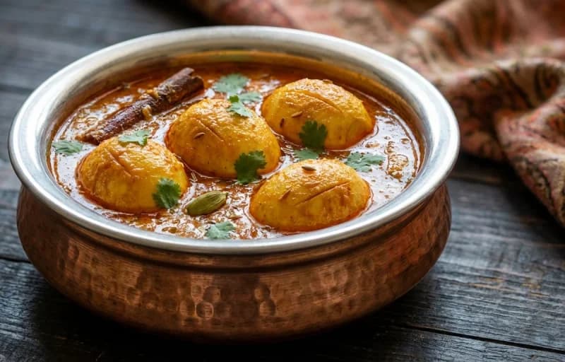 Kashmiri Anda Curry, Saffron Sheermal and Walnut Chutney - Recipe 1