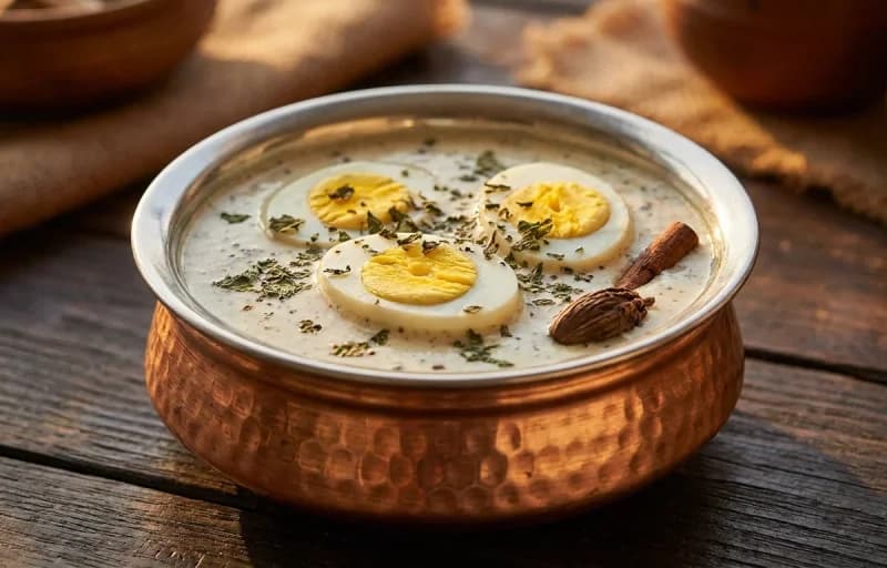 Kashmiri Ande ki Yakhni, Saffron Sheermal and Walnut Chutney - Recipe 1