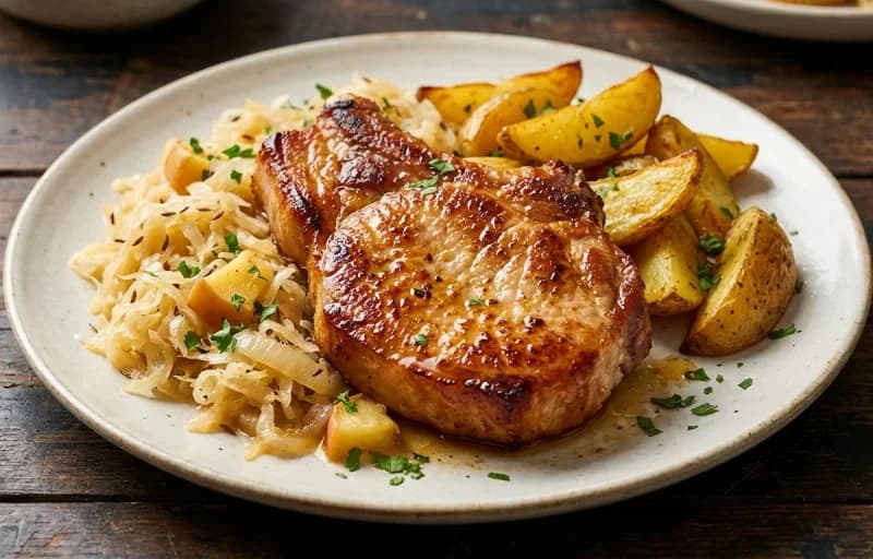 Kassler Rippchen, Sauerkraut and Boiled Potatoes - Recipe 1