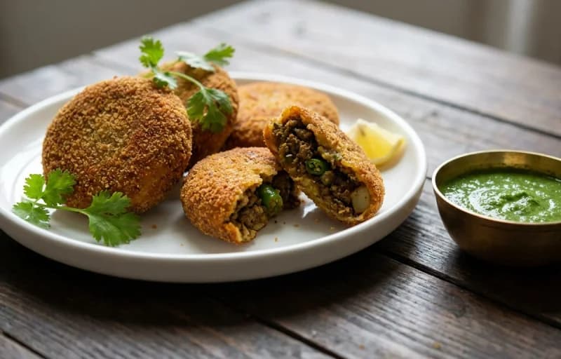 Keema Cutlet, Phulka and Kachumber Salad - Recipe 1