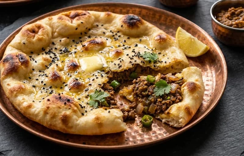 Kheema Kulcha, White Butter and Sweet Lassi - Recipe 1
