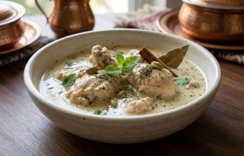 Kokur Yakhni with Steamed Basmati Rice - Recipe 1