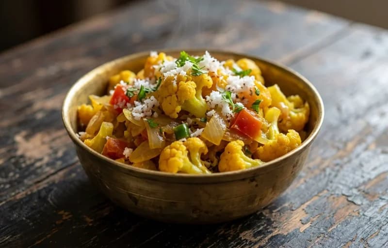 Kol Phool Bhaji with Steamed Basmati Rice - Recipe 1