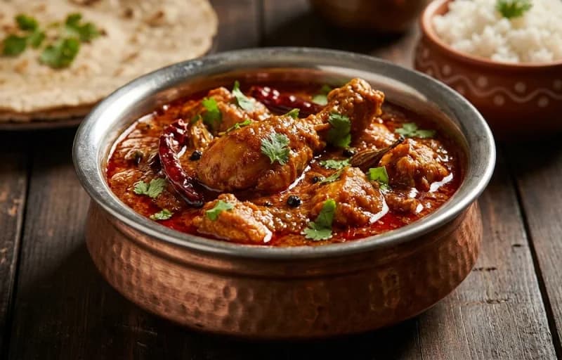 Kolhapuri Chicken, Jowar Bhakri and Onion Salad - Recipe 1