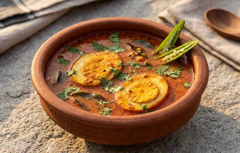 Konkani Egg Curry, Chapati and Onion Salad - Recipe 1