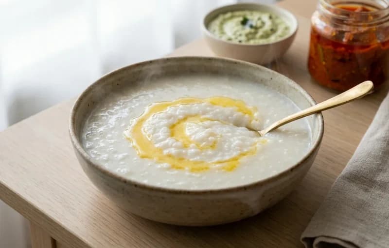 Konkani Pej, Mango Pickle and Roasted Papad - Recipe 1