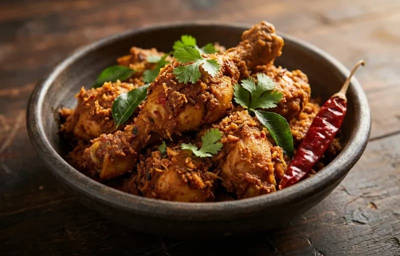 Kori Sukka, Vegetable Sambar, Steamed Basmati Rice and Curd - Recipe 1