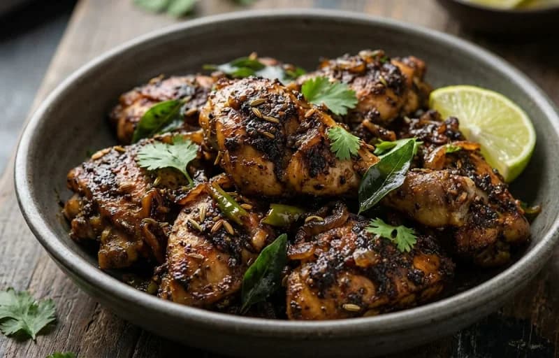 Kozhi Milagu Varuval with Curd Rice - Recipe 1