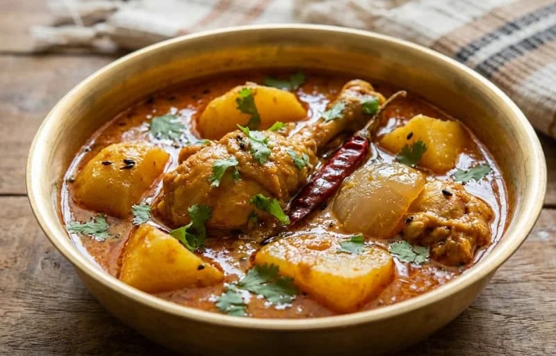 Kukuda Besara, Bhaja Bhaat and Janhi Aloo Posto - Recipe 1