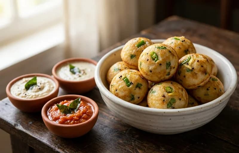 Egg Pepper Masala, Kuzhi Paniyaram and Coconut Chutney - Recipe 2