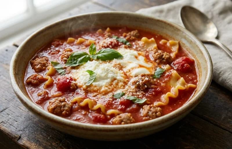 Lasagna Soup with Garlic Bread - Recipe 1