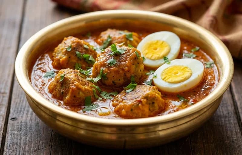 Lauki Kofta Curry with Egg with Steamed Basmati Rice - Recipe 1