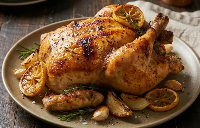 Lemon Herb Roasted Chicken, Roasted Sweet Potatoes and Roasted Broccoli with Garlic and Parmesan - Recipe 1