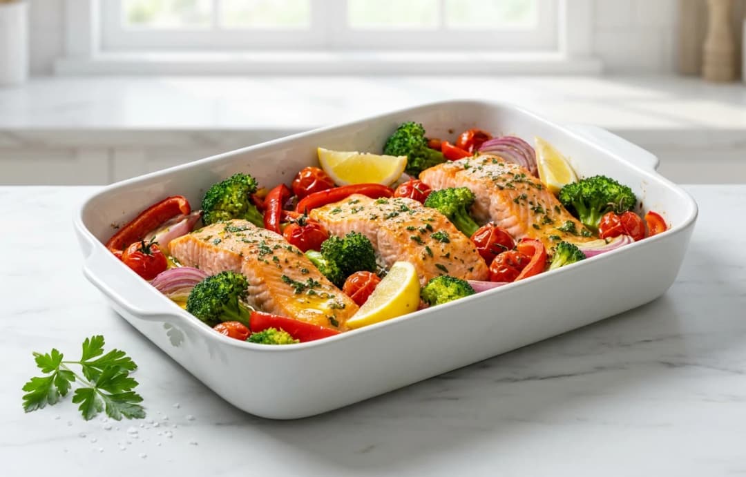 Lemon-Herb Salmon & Veggie Traybake