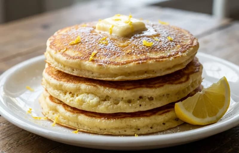 Lemon Ricotta Pancakes with Pan-Fried Bacon - Recipe 1