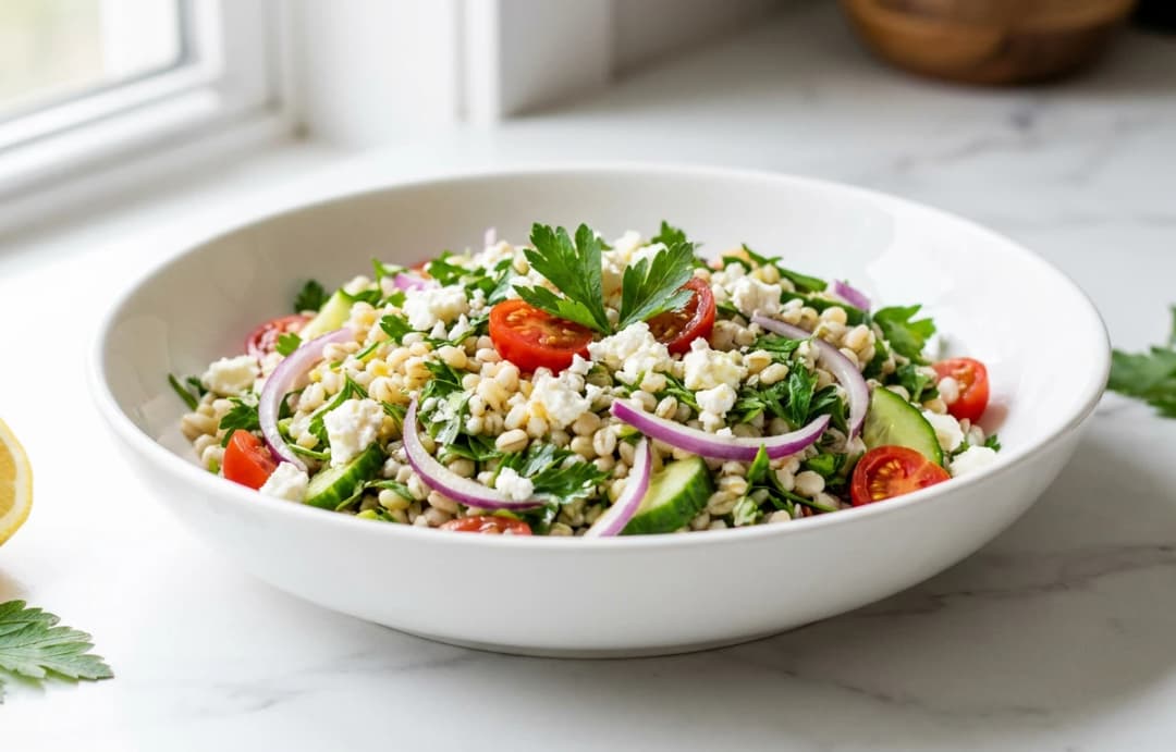 Lemony Barley Salad with Feta