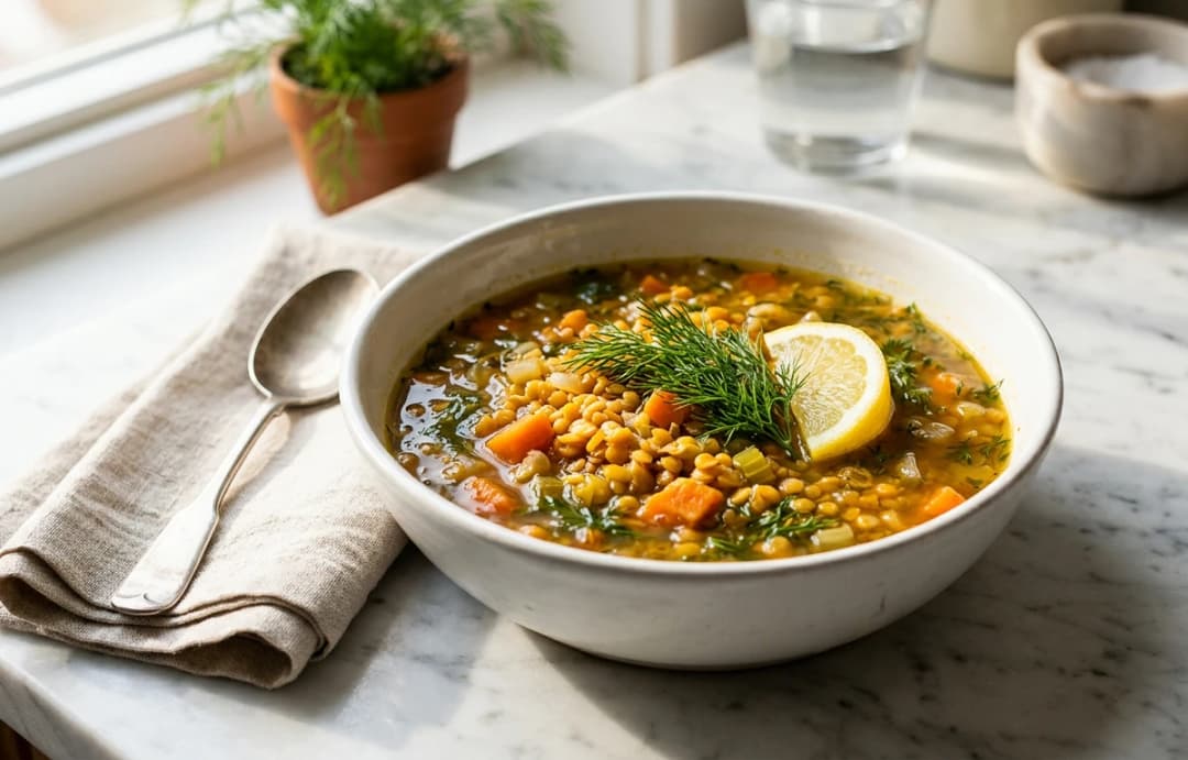 Lemony Lentil & Dill Soup