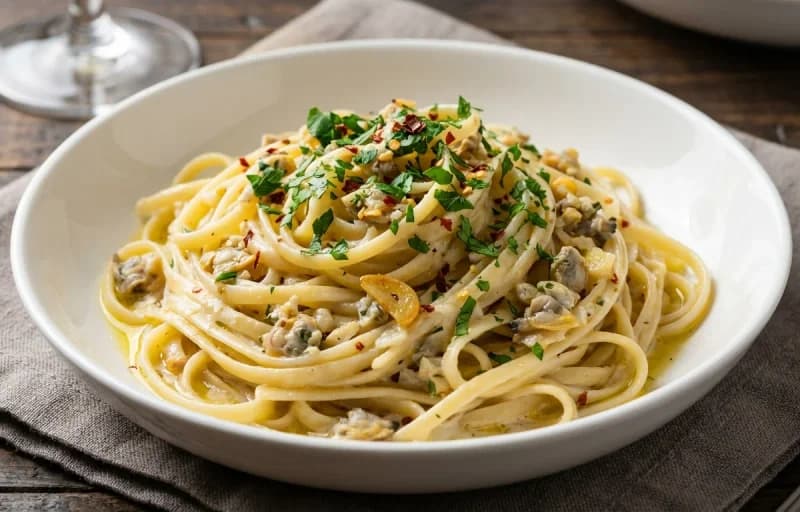 Linguine with Clam Sauce with Garlic Bread - Recipe 1