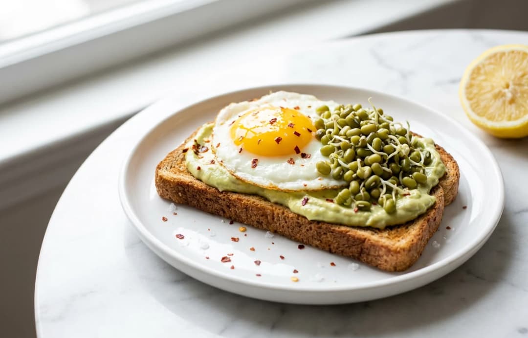 Loaded Avocado Toast with Egg & Sprouts