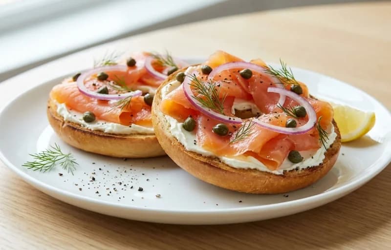 Lox and Bagel, Cream Cheese, Chicken Piccata and Pickled Red Onions - Recipe 1