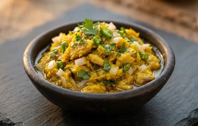 Maas Pitika, Steamed Basmati Rice, Masoor Dal Tadka and Omita Khar - Recipe 1