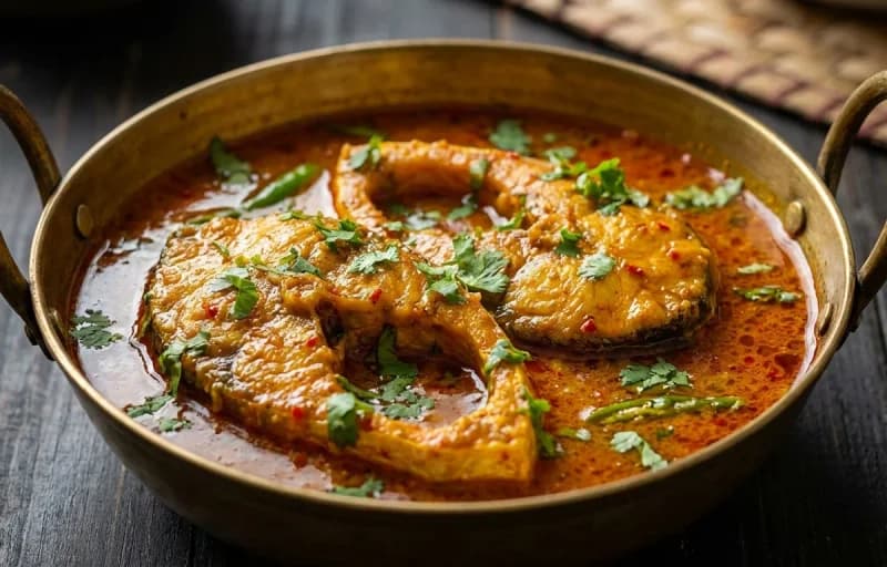 Machli ka Jhor, Steamed Basmati Rice and Karela Bhujia - Recipe 1