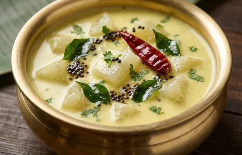 Steamed Basmati Rice, Majjige Huli, Okra Palya and Mango Pickle - Recipe 2