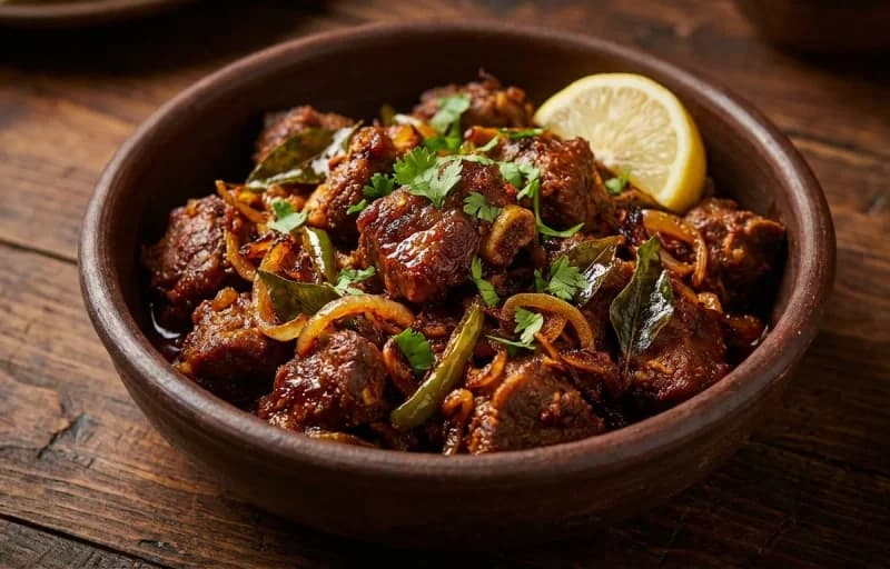 Mamsam Vepudu, Steamed Rice, Tomato Rasam and Perugu - Recipe 1