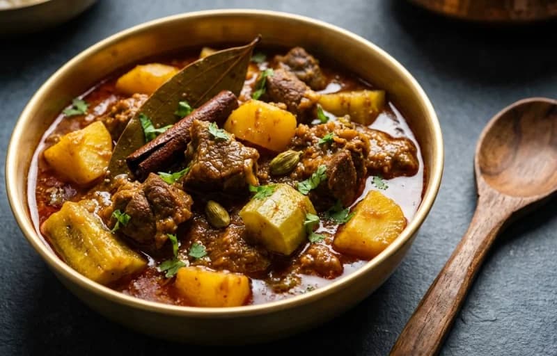 Mansa Kancha Kadali Jhola with Bhaja Bhaat - Recipe 1