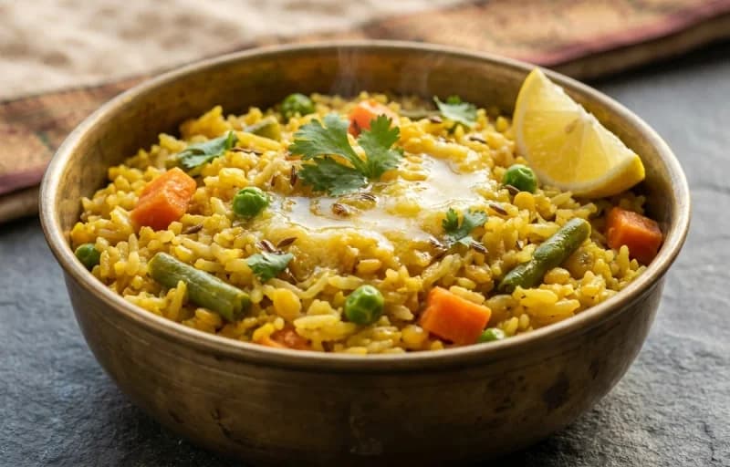 Masala Khichdi, Tomato Kadhi and Roasted Papad - Recipe 1