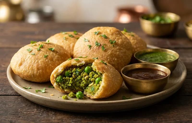 Matar Kachori with Coriander Chutney - Recipe 1