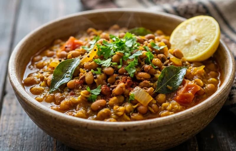 Matki Usal, Ladi Pav and Fried Egg - Recipe 1