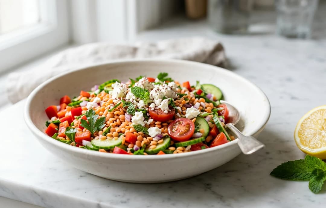 Mediterranean Red Lentil Salad