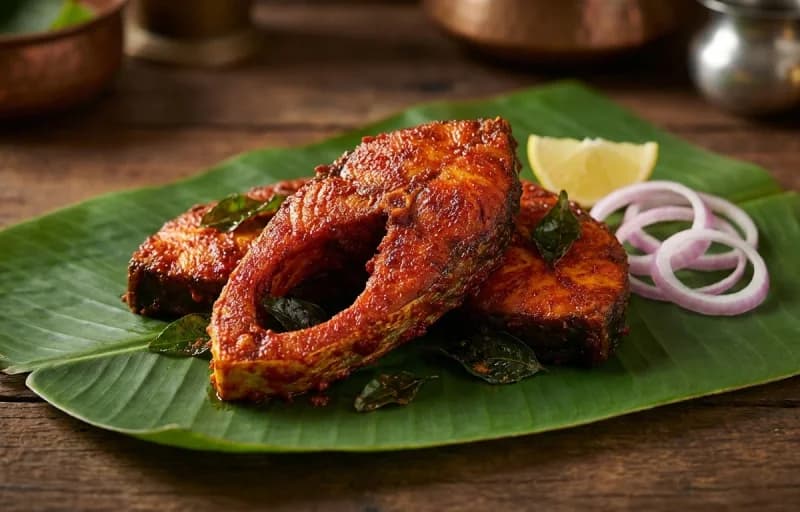 Meen Varuval, Lemon Rice and Appalam - Recipe 1