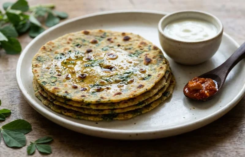 Methi na Thepla with Chicken Tikka Chunks - Recipe 1