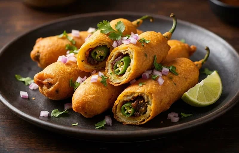 Mirapakaya Bajji, Aloo Bajji and Onion Pakoda - Recipe 1