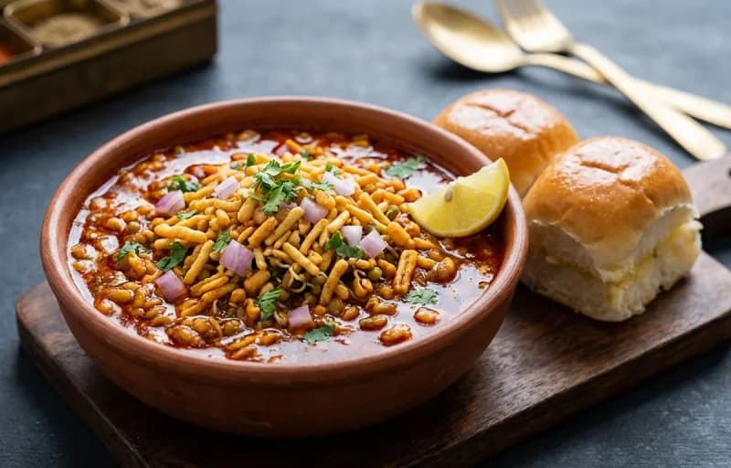 Misal Pav, Khaman Dhokla, Lachha Pyaaz and Lemon Rice - Recipe 1